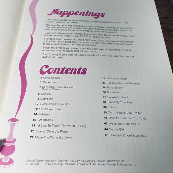 Lowrey Genie Happenings 1970’s organ song sheet music - Picture 3 of 5